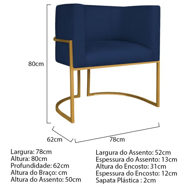 Imagem de Poltrona Decorativa Luna Base de Ferro Dourado Suede