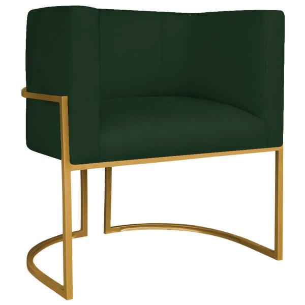 Imagem de Poltrona Decorativa Luna Base de Ferro Dourado Suede