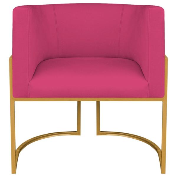 Imagem de Poltrona Decorativa Luna Base de Ferro Dourado Suede Pink