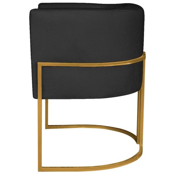 Imagem de Poltrona Decorativa Luna Base de Ferro Dourado Suede Preto