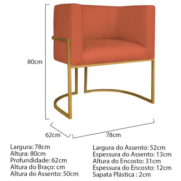 Imagem de Poltrona Decorativa Luna Base de Ferro Dourado Suede Terracota