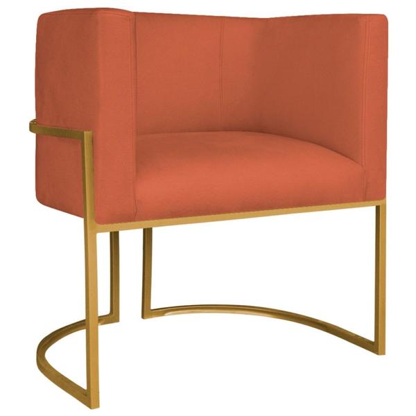 Imagem de Poltrona Decorativa Luna Base de Ferro Dourado Suede Terracota