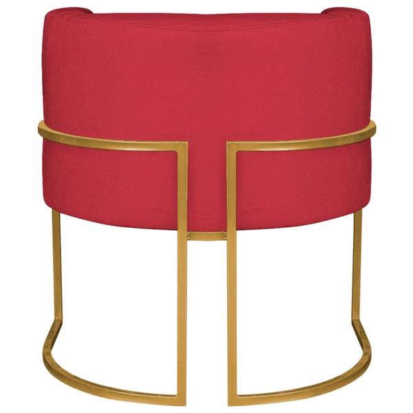 Imagem de Poltrona Decorativa Luna Base de Ferro Dourado Suede Vermelho