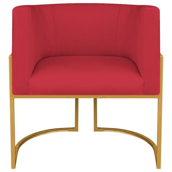 Imagem de Poltrona Decorativa Luna Base de Ferro Dourado Suede Vermelho