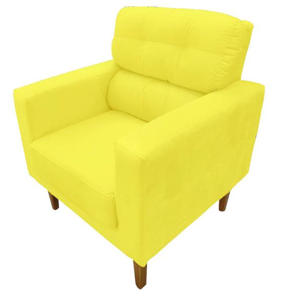 Imagem de Poltrona Decorativa Luna Sala de Estar Suede Amarelo Kimi Design