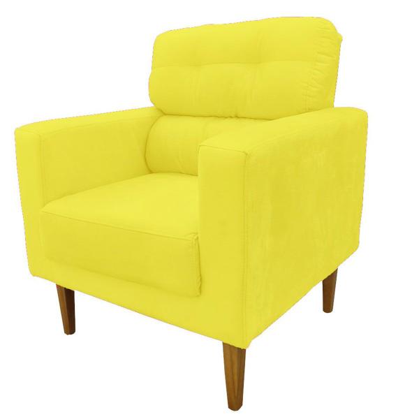 Imagem de Poltrona Decorativa Luna Sala de Estar Veludo Amarelo Kimi Design