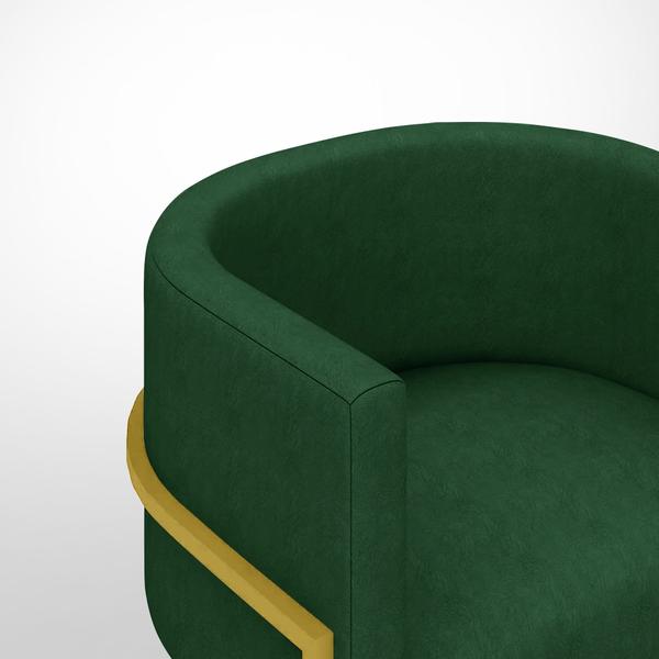 Imagem de Poltrona Decorativa Luna Suede Verde - Base de Ferro Dourado