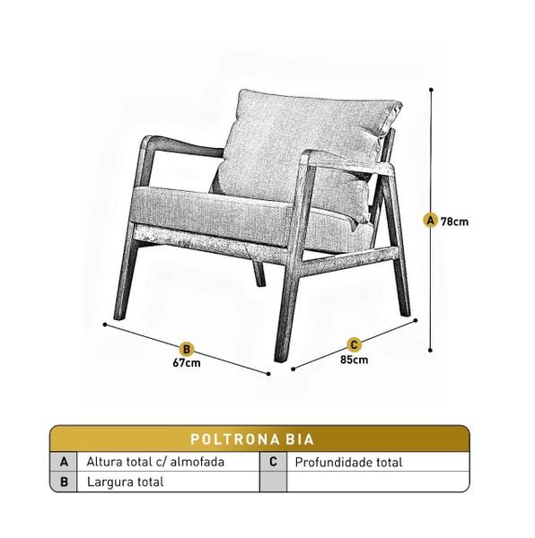Imagem de Poltrona Decorativa Madeira Maciça Bia Luxo
