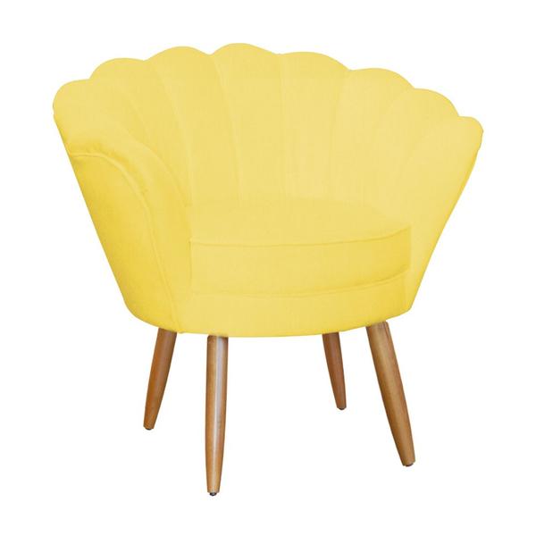 Imagem de Poltrona Decorativa Mais Petala mais Puff Petala Belo Tok - Suede Amarelo