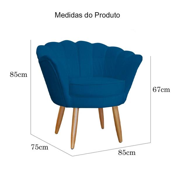 Imagem de Poltrona Decorativa Mais Petala mais Puff Petala Belo Tok - Suede Azul Royal