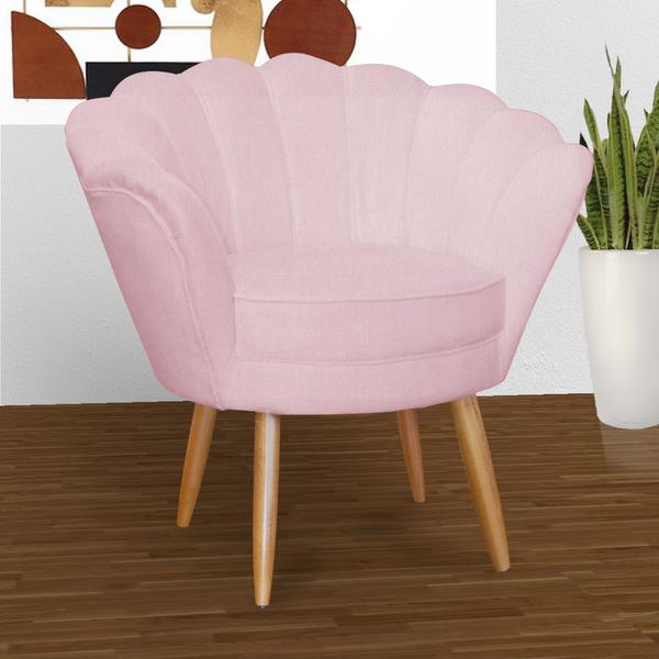 Imagem de Poltrona Decorativa Mais Petala mais Puff Petala Belo Tok - Suede Rosa Claro