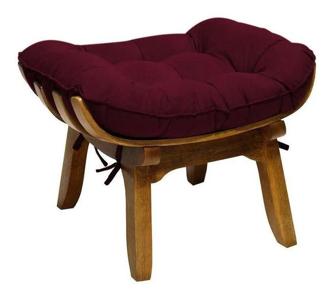 Imagem de Poltrona Decorativa Mais Puff Costela Base De Madeira Belo Tok - Suede Bordo