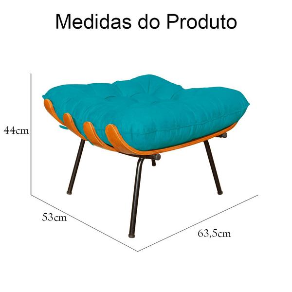 Imagem de Poltrona Decorativa mais Puff Costela Suede belo tok - Azul Turquesa