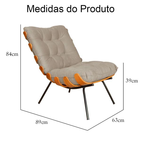 Imagem de Poltrona Decorativa mais Puff Costela Suede belo tok - Capuccino