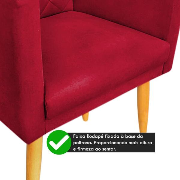 Imagem de Poltrona Decorativa Maitê com Matelassê Pés Retrô Suede Vermelho Sala Recepção