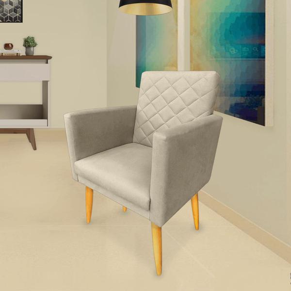 Imagem de Poltrona Decorativa Maitê Suede Bege - 2M Decor