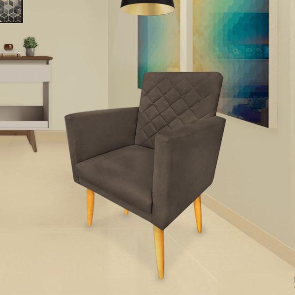 Imagem de Poltrona Decorativa Maitê Suede Marrom para recepção - 2M Decor