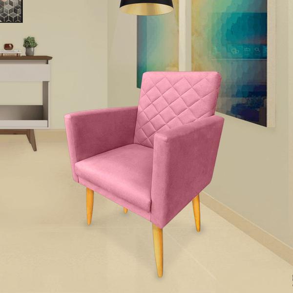 Imagem de Poltrona Decorativa Maitê Suede Rosa para leitura - 2M Decor