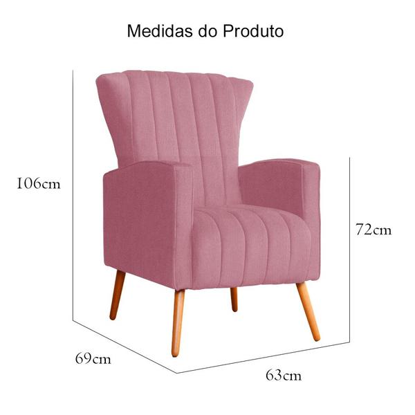 Imagem de Poltrona Decorativa Melinda Pés Palito Suede Cores - DS Estofados