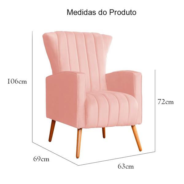 Imagem de Poltrona Decorativa Melinda Pés Palitos Veludo Cores - DS Estofados