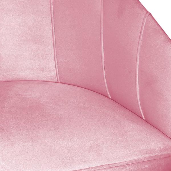 Imagem de Poltrona Decorativa Mia Base Industrial Preta Suede Rosa Bebê - Belliv Decor