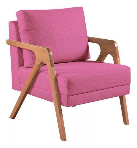 Imagem de Poltrona Decorativa Mona Suede Rosa - Kimi Décor