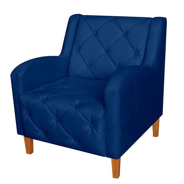 Imagem de Poltrona Decorativa Munique Pés Trapézio Suede Azul Marinho - DS Estofados