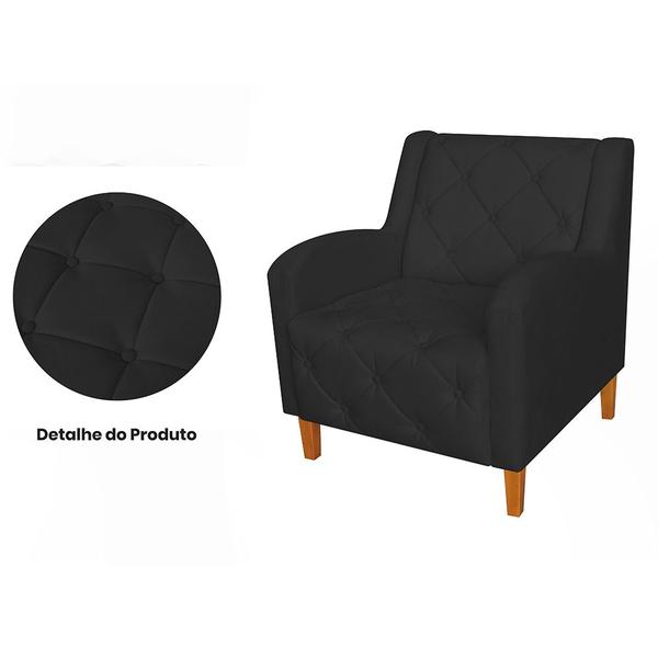 Imagem de Poltrona Decorativa Munique Pés Trapézio Suede Preto - DS Estofados