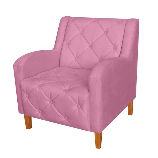 Imagem de Poltrona Decorativa Munique Pés Trapézio Suede Rosa - DS Estofados