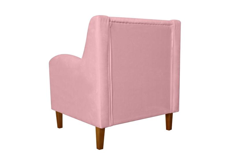 Imagem de Poltrona Decorativa Munique Suede Rosa Bebê Pés Madeira Ms Decor