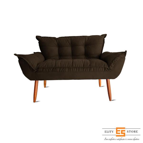 Imagem de Poltrona Decorativa Namoradeira Opala Pés Palito Suede - Elity Store