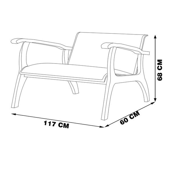 Imagem de Poltrona Decorativa Namoradeira Pedri Linho Off White/Imbuia G42 - Gran Belo