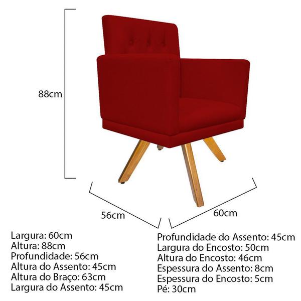 Imagem de Poltrona Decorativa Nanda Base Giratória de Madeira Sala de Estar Quarto Corano Vermelho - DAMAFFÊ MÓVEIS