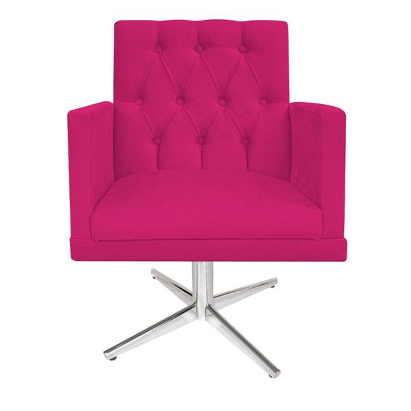 Imagem de Poltrona Decorativa Nanda Base Giratória de Metal Sala de Estar Quarto Suede Pink - DAMAFFÊ MÓVEIS