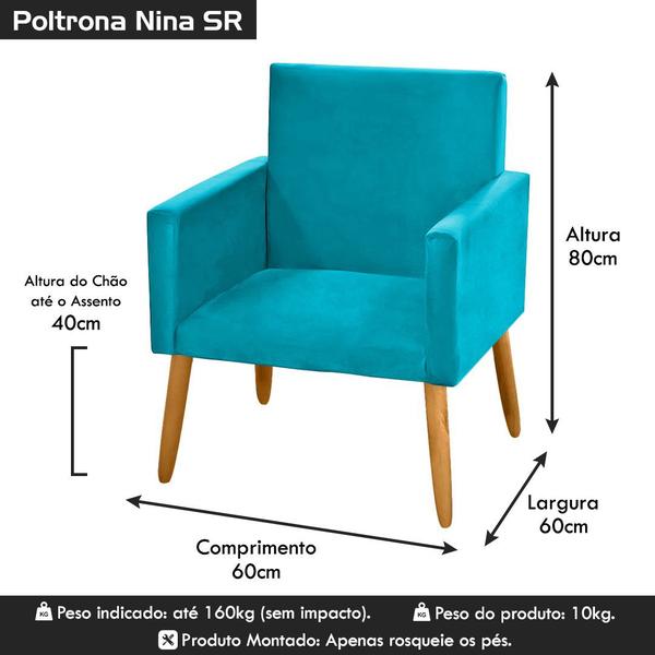 Imagem de Poltrona Decorativa Nina azul marinho para sala e recepção