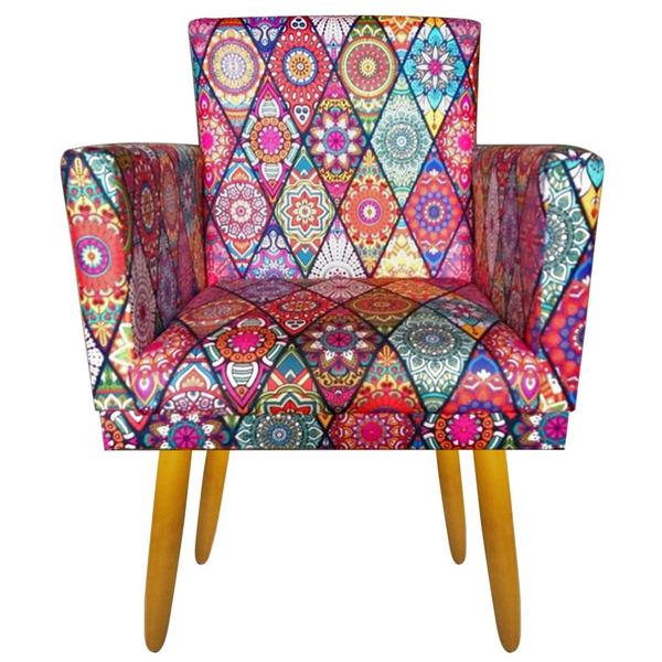 Imagem de Poltrona Decorativa Nina Cr suede mandala V para escritório