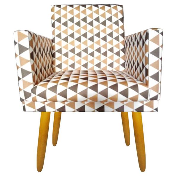 Imagem de Poltrona Decorativa Nina Cr suede triangulo marrom p/ quarto