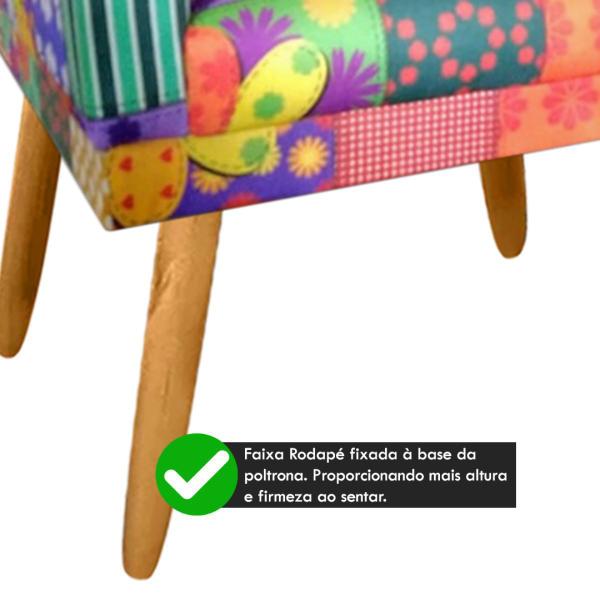 Imagem de Poltrona Decorativa Nina para Escritório Rodapé PatchWork Retalhos - 2M Decor