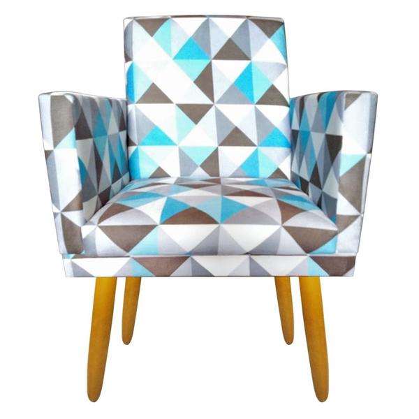 Imagem de Poltrona Decorativa Nina para Escritório Rodapé Triangulo Azul