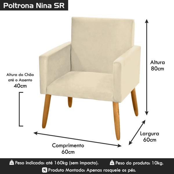 Imagem de Poltrona Decorativa Nina para Escritório Tecido Sintético Bege - 2M Decor