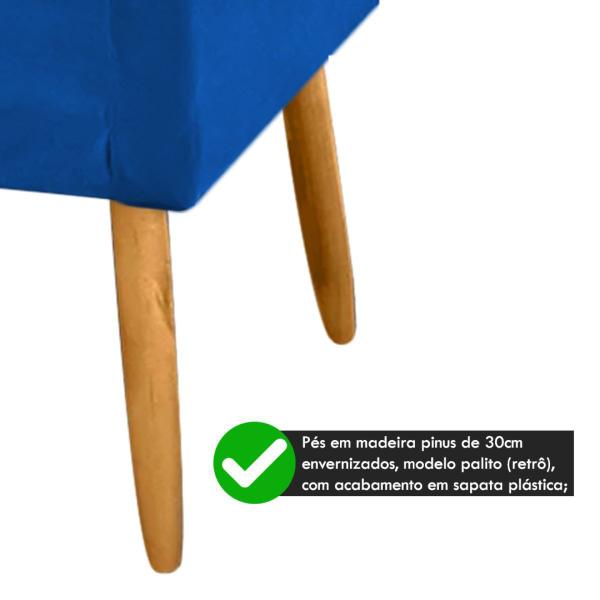 Imagem de Poltrona Decorativa Nina Pés Madeira Castanho Suede Azul Royal - 2M Decor