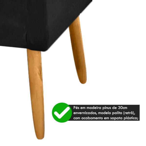 Imagem de Poltrona Decorativa Nina Pés Madeira Castanho Tecido Sintético Preto - 2M Decor