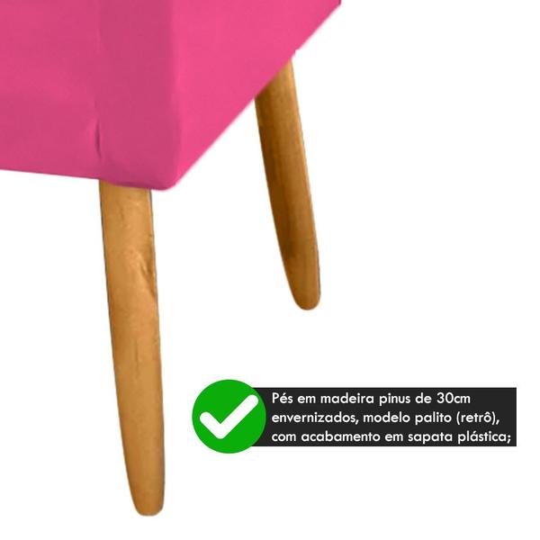 Imagem de Poltrona Decorativa Nina Pés Madeira Castanho Tecido Sintético Rosa Pink