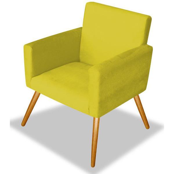 Imagem de Poltrona Decorativa Nina Pés Palito Sala de Estar Recepção Quarto Suede Amarelo - DAMAFFÊ MÓVEIS