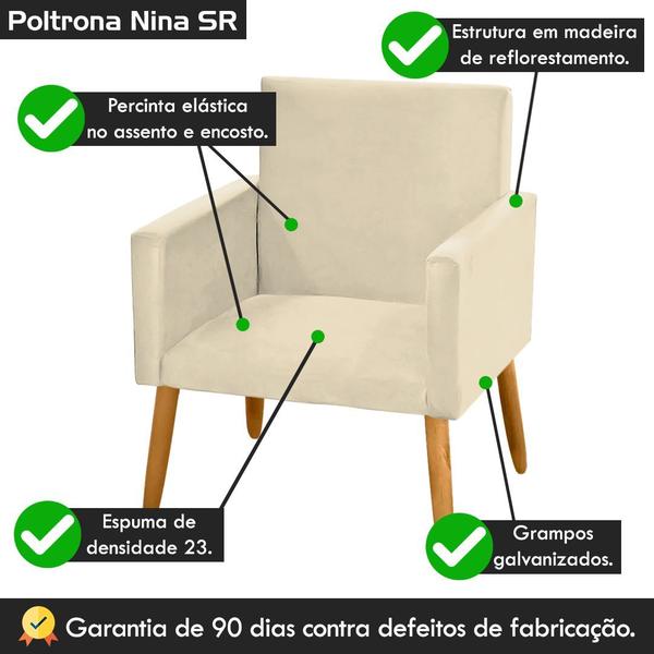 Imagem de Poltrona Decorativa Nina Pés Palito Suede Bege