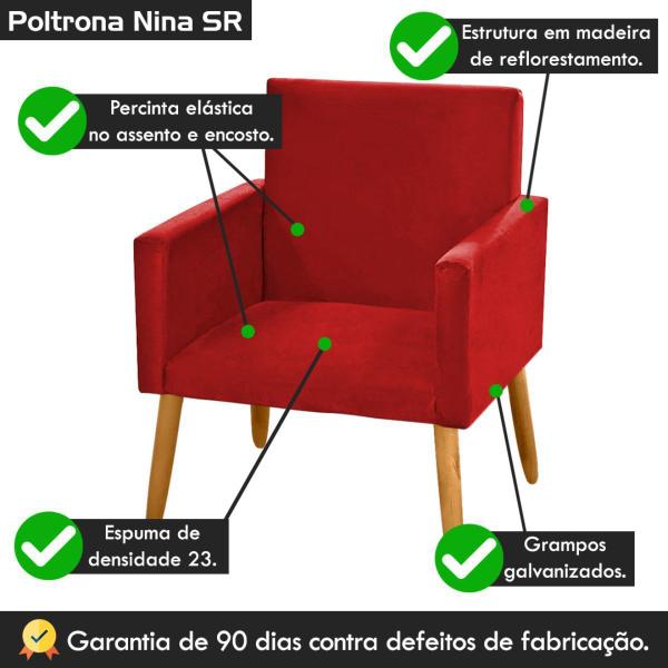 Imagem de Poltrona Decorativa Nina Pés Palito Suede Vermelho - 2M Decor