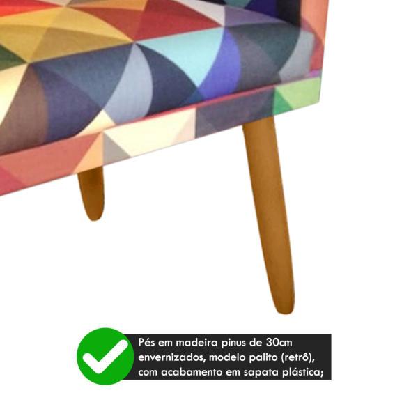 Imagem de Poltrona Decorativa Nina Pés Palito Triangulos Rodapé - 2M Decor