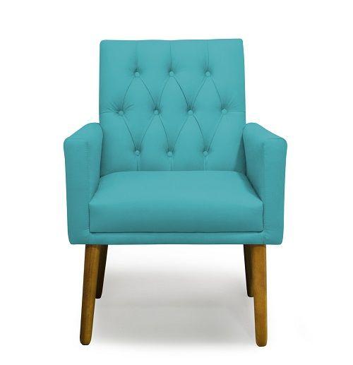 Imagem de Poltrona Decorativa Nina Retro Suede Azul Turquesa - MeularDecor