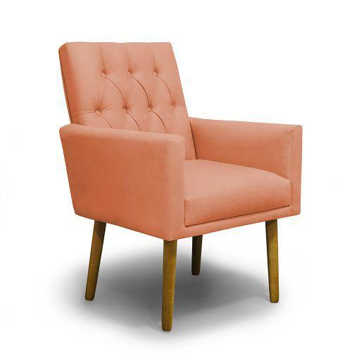 Imagem de Poltrona Decorativa Nina Retro Suede Salmão - MeularDecor