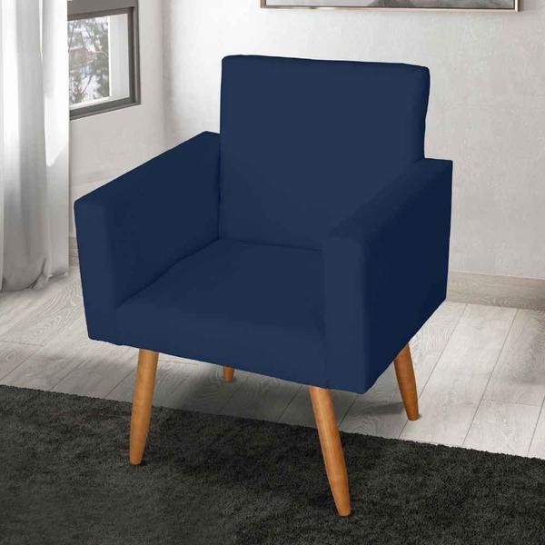 Imagem de Poltrona Decorativa Nina Suede Azul Marinho - Móveis Mafer